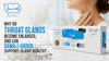 Woman touching her throat beside Ajmal Dawa-i-Gadud product box – causes of enlarged throat glands and natural gland health support